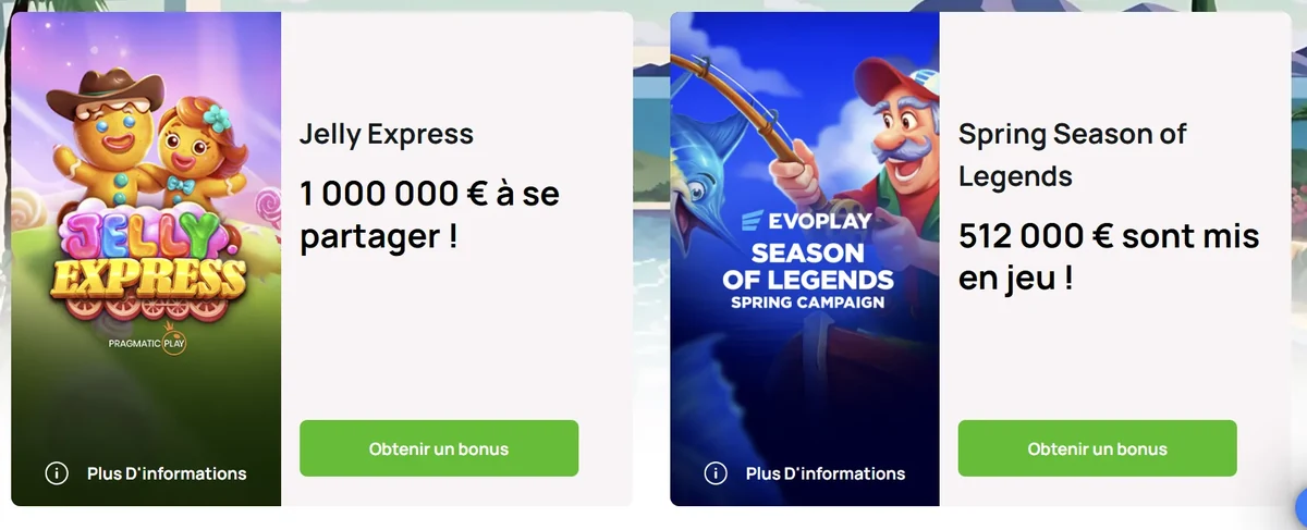 Page des promotions de Millionz Casino
